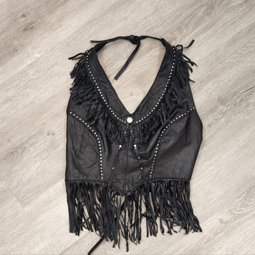 Womens Leather Halter Vest Size XL/2XL